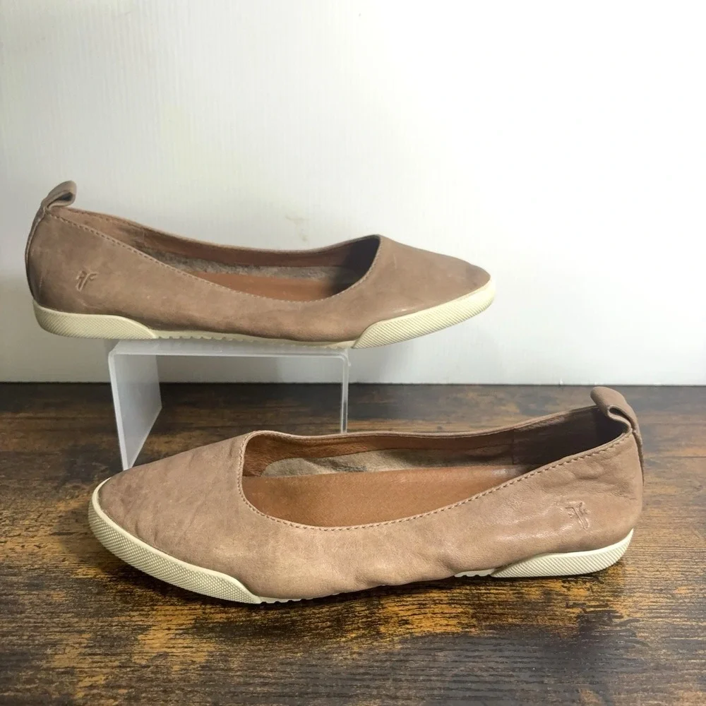 Frye Melanie Ballet Flats Womens 7.5M Brown Leather Slip On Rustic Boho
